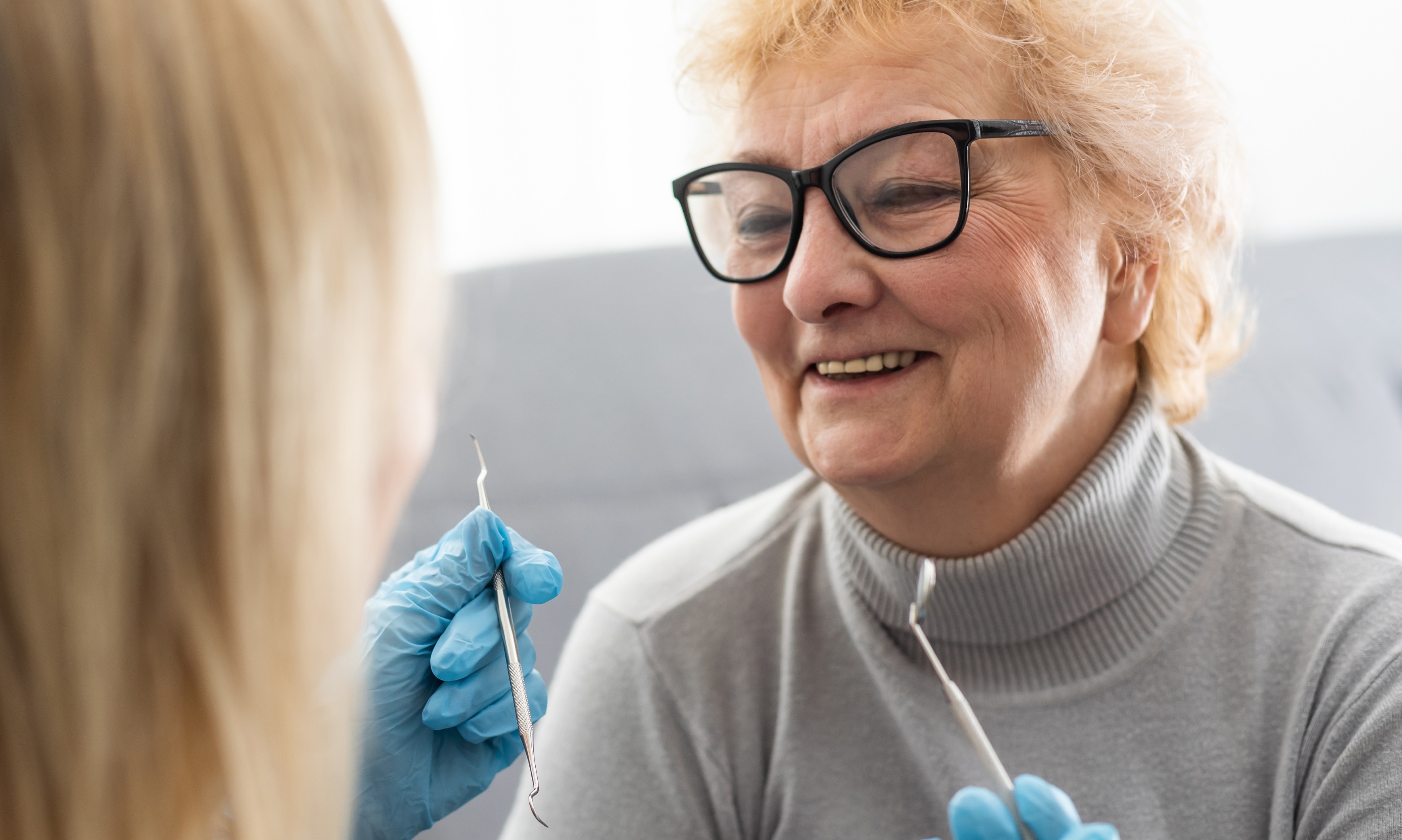 geriatric patient at dental exam